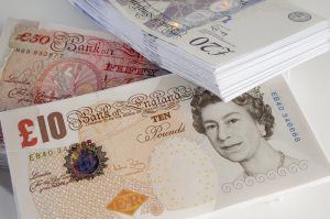 British paper currency bundles